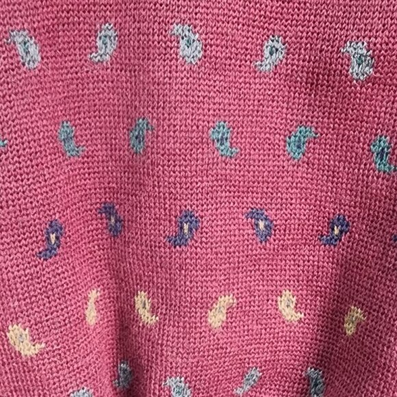 Nordstrom Gallery 100% Wool Made in Italy Sweater Men's Small Burgundy Paisley - Picture 5 of 10